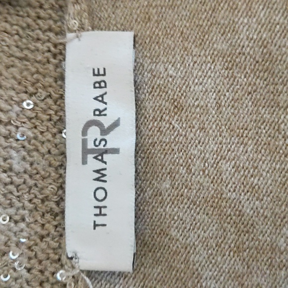 Thomas Rabe| Tan Cardigan With Sequin Details and Faux Pockets Modal Blend - Picture 10 of 14